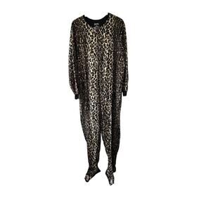 Nick & Nora Leopard Jungle Jim Cozy One Piece Footie Pajamas Women's XXL